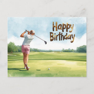 Golf Vrouw golfer Gefeliciteerd  Briefkaart