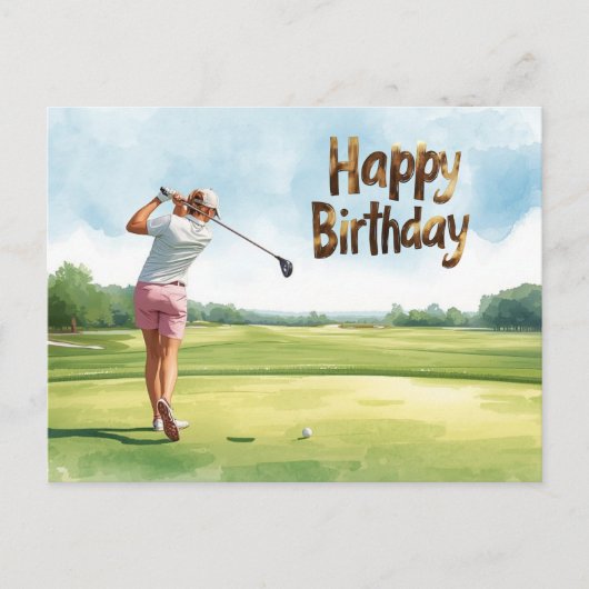 Golf Vrouw golfer Gefeliciteerd Briefkaart (Voorkant)