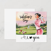 Golf Vrouw Golfer Golfen Valentijnsdag  Feestdagenkaart (Voorkant / Achterkant)