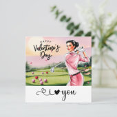 Golf Vrouw Golfer Golfen Valentijnsdag  Feestdagenkaart (Staand voorkant)