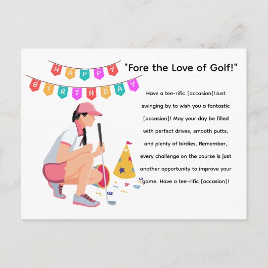 Golf Vrouw Golfer is Golfen Briefkaart (Voorkant)