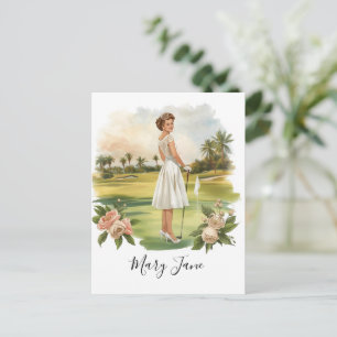 Golf Vrouw golfer op golfbaan Bruid Briefkaart