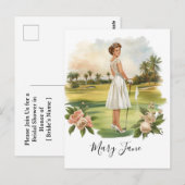 Golf Vrouw golfer op golfbaan Bruid Briefkaart (Voorkant / Achterkant)