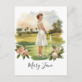 Golf Vrouw golfer op golfbaan Bruid Briefkaart (Voorkant)