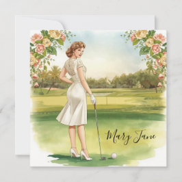 Golf Vrouw golfer op golfbaan Bruids-  Kaart