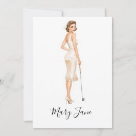 Golf Vrouw golfer op golfbaan Bruids- Kaart