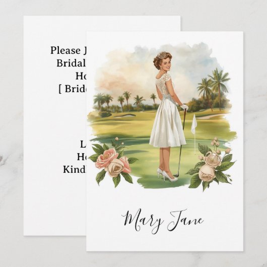 Golf Vrouw golfer op golfbaan Bruids- Kaart (Voorkant / Achterkant)