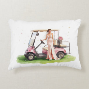 Golf vrouw golfer & roze kar Meisjes uitgaansavon Accent Kussen