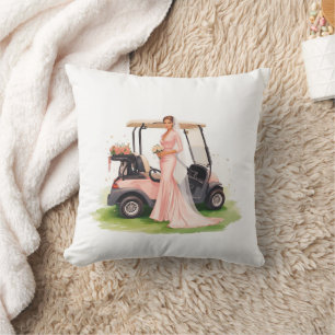 Golf vrouw golfer & roze kar  Meisjes uitstap voor Kussen