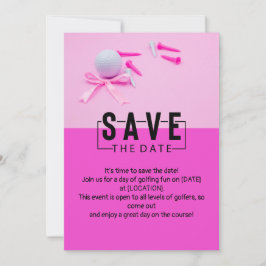 Golf Vrouw golfer save the date roze thema Kaart
