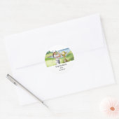 Golf Vrouw in golfbaan Ronde Sticker (Envelop)