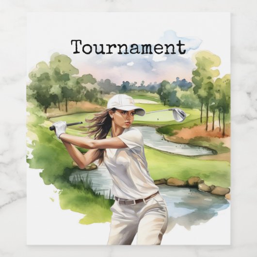 Golf Vrouw in golfbaan Wijn Etiket (Enkel label)