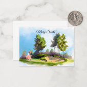 Golf vrouw speelt golf notitiekaartje (Voorkant / Achterkant in situ)