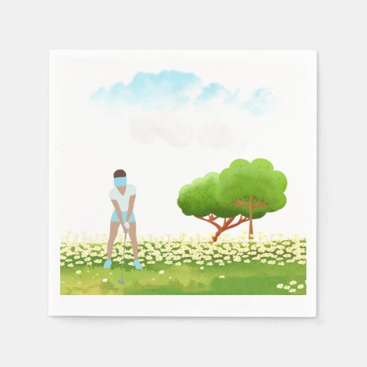 Golf vrouw speelt golf  servet (Voorkant)