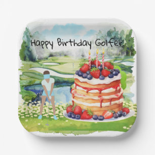 Golf vrouw speelt golf Verjaardag golfer Kaart Papieren Bordje