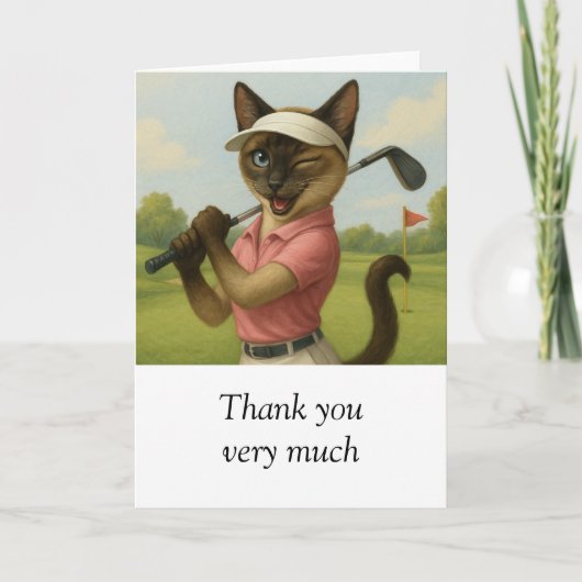 Golf Vrouw Toernooi Kat golfer Golfen Bedankkaart (Voorkant)