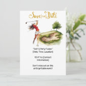 Golf vrouwelijke golfer is aan het golfen op de gr kaart (Staand voorkant)