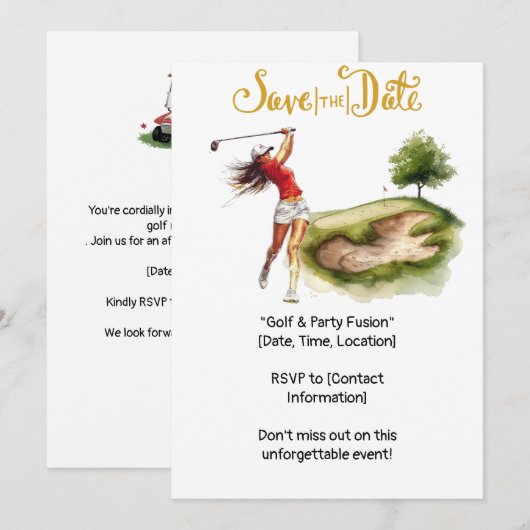 Golf vrouwelijke golfer is aan het golfen op de gr kaart (Voorkant / Achterkant)