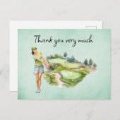 Golf Vrouwelijke golfer op golfbaan Briefkaart (Voorkant / Achterkant)