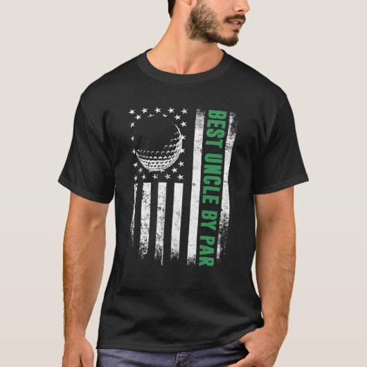 Golf VS Amerikaanse vlag Beste oom van Par T-shirt (Voorkant)