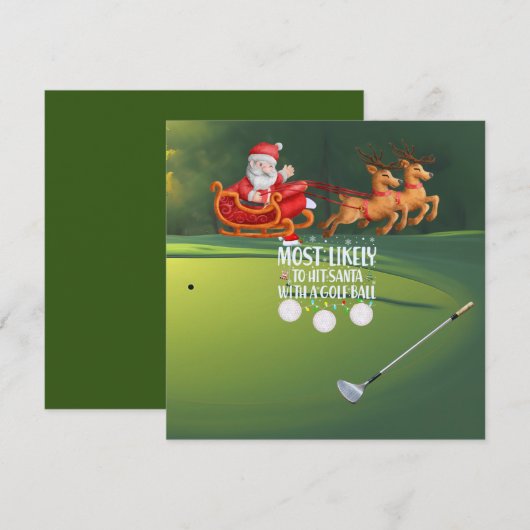 Golf Waarschijnlijk Santa te raken met golfbal gra Feestdagenkaart (Voorkant / Achterkant)