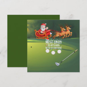 Golf Waarschijnlijk Santa te raken met golfbal gra Feestdagenkaart