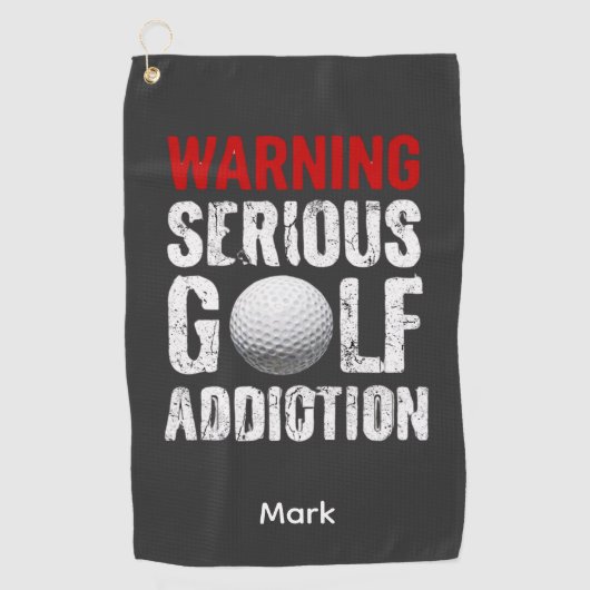 Golf Waarschuwing Ernstige Verslaving Grappige Gol Golfhanddoek (Voorkant)