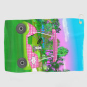 Golf-wagentje met Cute Schnauzer en Initialen Golfhanddoek (Horizontaal)