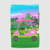 Golf-wagentje met Cute Schnauzer en Initialen Golfhanddoek (Voorkant)