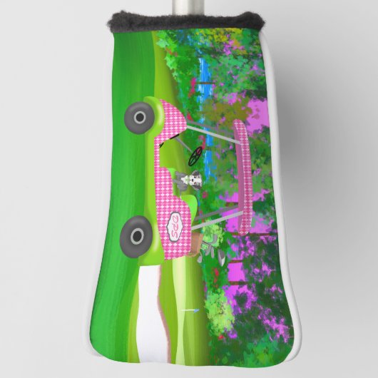 Golf-wagentje met Cute Schnauzer en Initialen Golfheadcover (Draai 90)