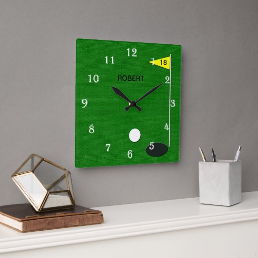 Golf Wall Clock Vierkante Klok (Kantoor)