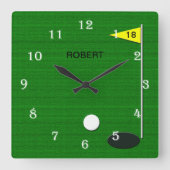 Golf Wall Clock Vierkante Klok (Voorkant)