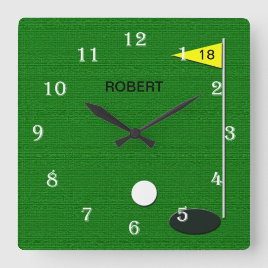 Golf Wall Clock Vierkante Klok (Voorkant)