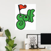 Golf Wang Levendig Groen en Rood Poster (Thuiskantoor)