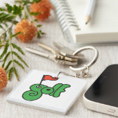 Golf Wang Levendig Groen en Rood Sleutelhanger (Voorkant Rechts)