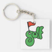 Golf Wang Levendig Groen en Rood Sleutelhanger (Voorkant)