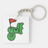 Golf Wang Levendig Groen en Rood Sleutelhanger (Achterkant)