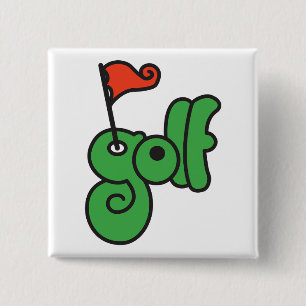 Golf Wang Levendig Groen en Rood Vierkante Button 5,1 Cm