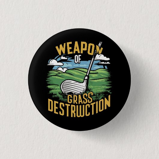 Golf Wapen van Grasvernietigingskunst Ronde Button 3,2 Cm (Voorkant)