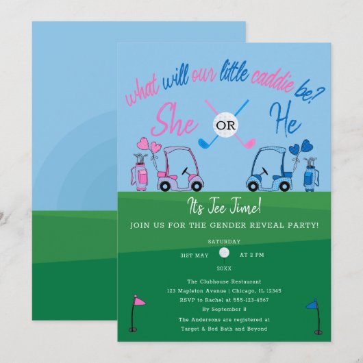 Golf Wat zal onze kleine Caddie zijn Geslacht onth Kaart (Voorkant / Achterkant)