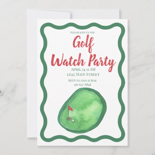 Golf Watch Party Kaart (Voorkant)