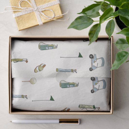 Golf Waterverf blauw en groen Tissuepapier (Geschenk)