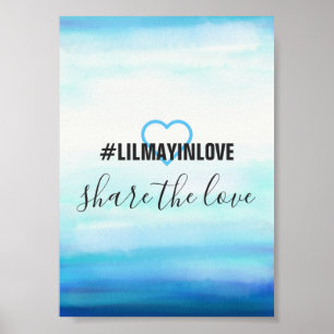 Golf Waterverf Blauwe Hashtag Kaarten Poster