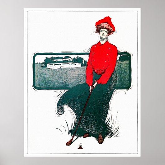  Golf-Waterverf van 1930 Poster (Voorkant)