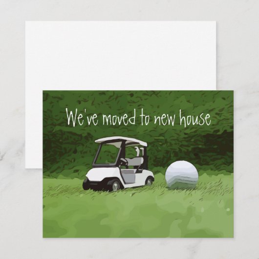 Golf we zijn naar een nieuw huis verhuisd met golf aankondiging (Voorkant / Achterkant)