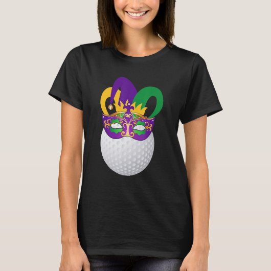 Golf Wearing Mardi Gras Carnival Mask Golf Lover T-shirt (Voorkant)