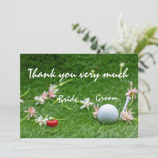 Golf Wedding bedankt je kaart (Staand voorkant)