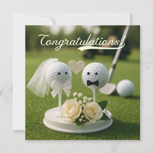 Golf Wedding Congratulations with bride and groom  (Voorkant)