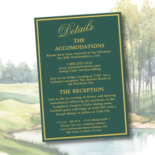 Golf Wedding Details Enclosure Card Informatiekaartje