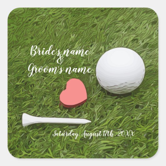 Golf Wedding golfbal en t-shirt met liefde voor gr Vierkante Sticker (Voorkant)